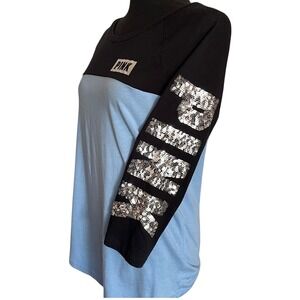 Victoria's Secret PINK Bling Logo Lightweight Spirit Jersey Top‎ Sz M Y2K Style
